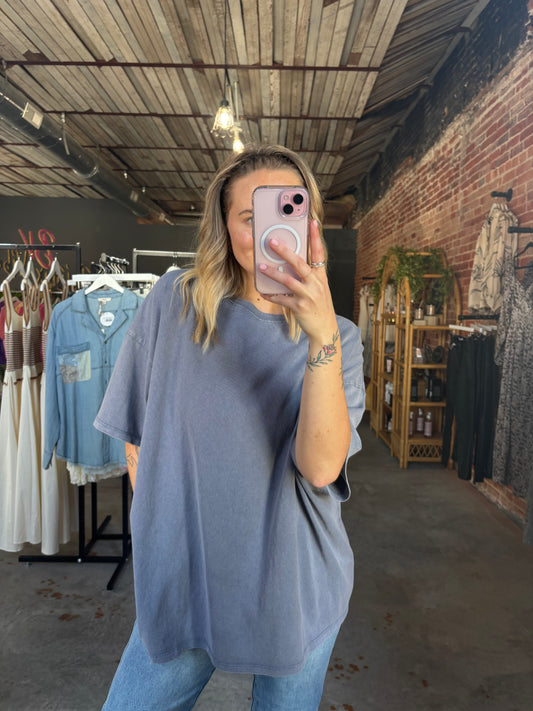 Cool and Chill Oversized Tee - Dusty Navy