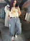 Striped Drawstring Jogger Pants - Navy