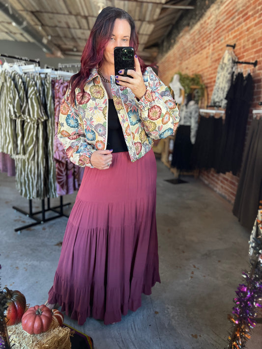 Retro Floral Cropped Jacket