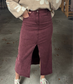 Elastic Waist Twill Maxi Skirt