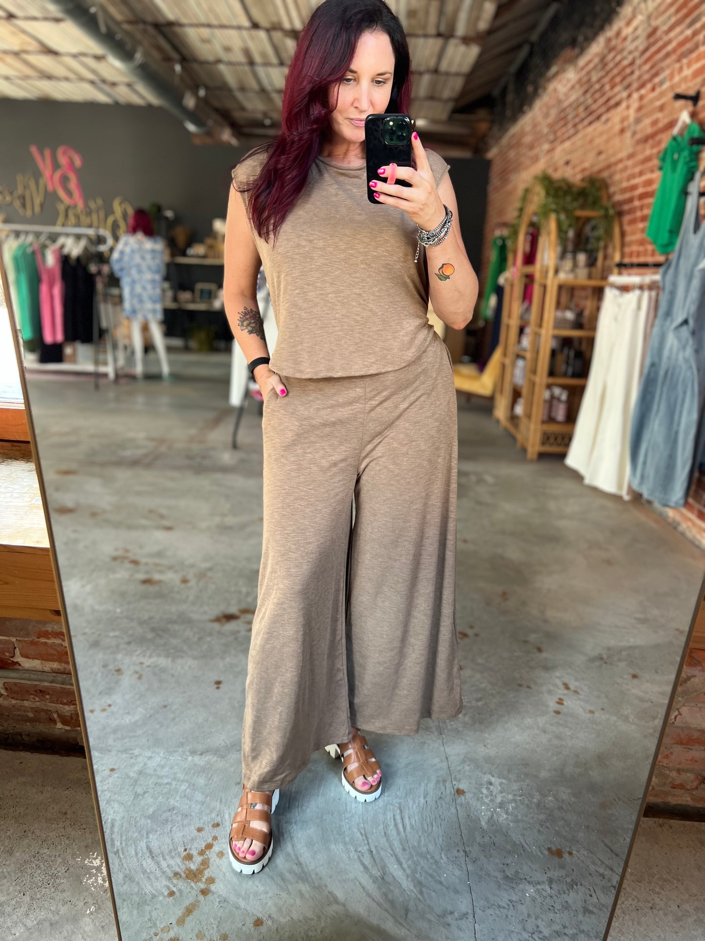 Wide Leg Jumpsuit - Mocha