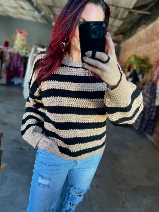 Relaxed Stripe Knit Sweater