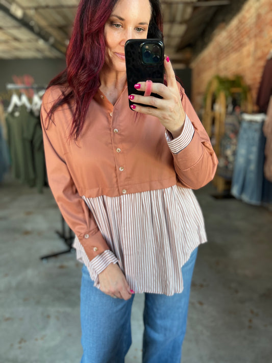 Ginger Striped Collar Top