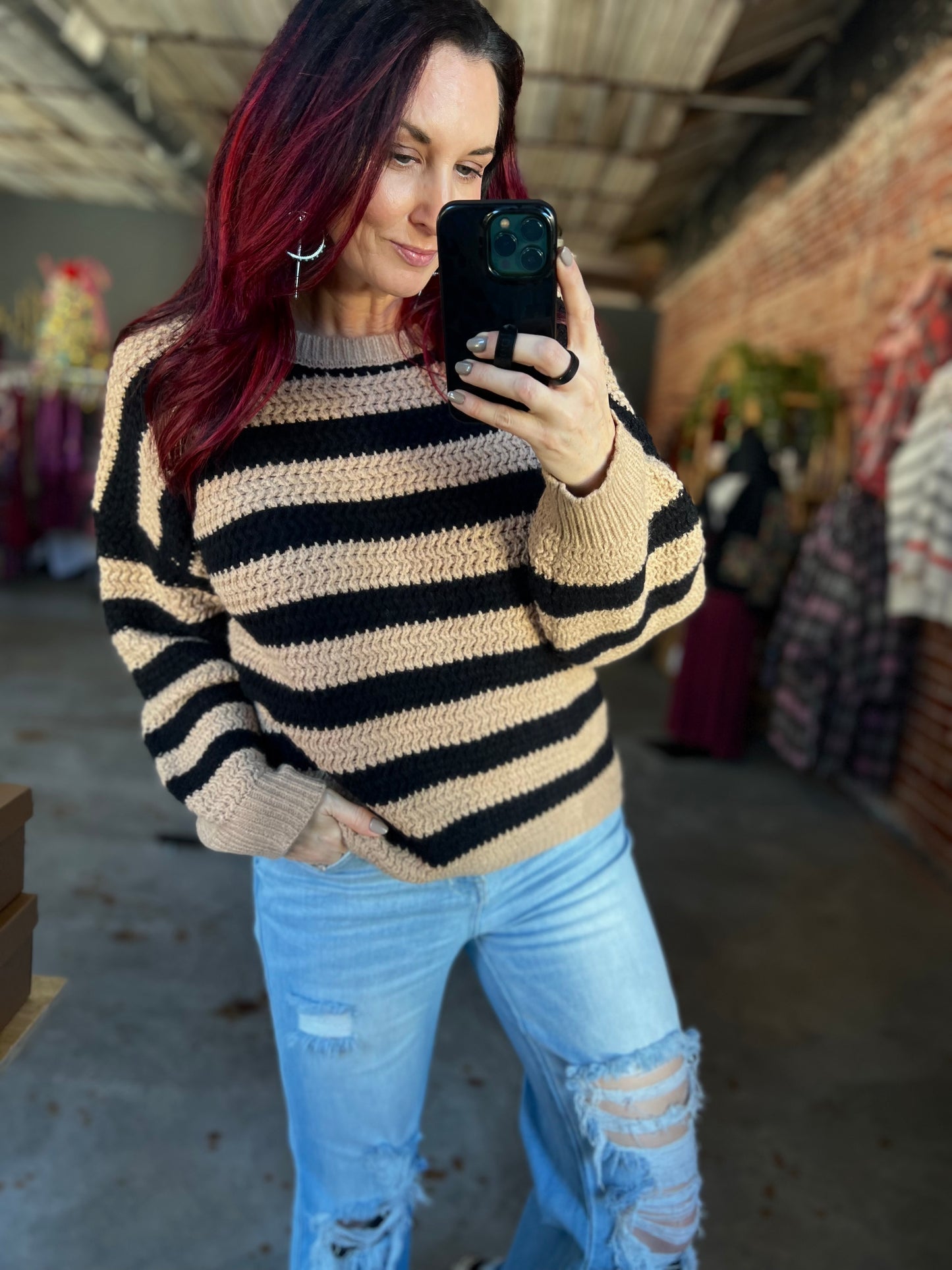 Relaxed Stripe Knit Sweater