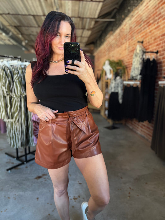 Faux Leather Shorts