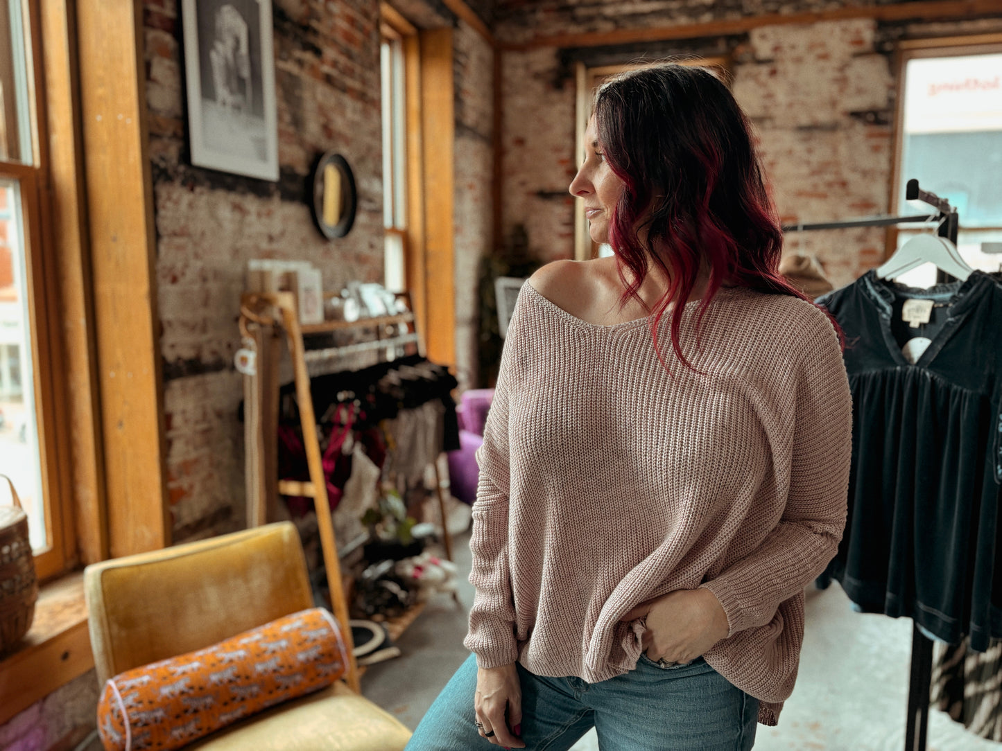 Speckled V Neck Sweater