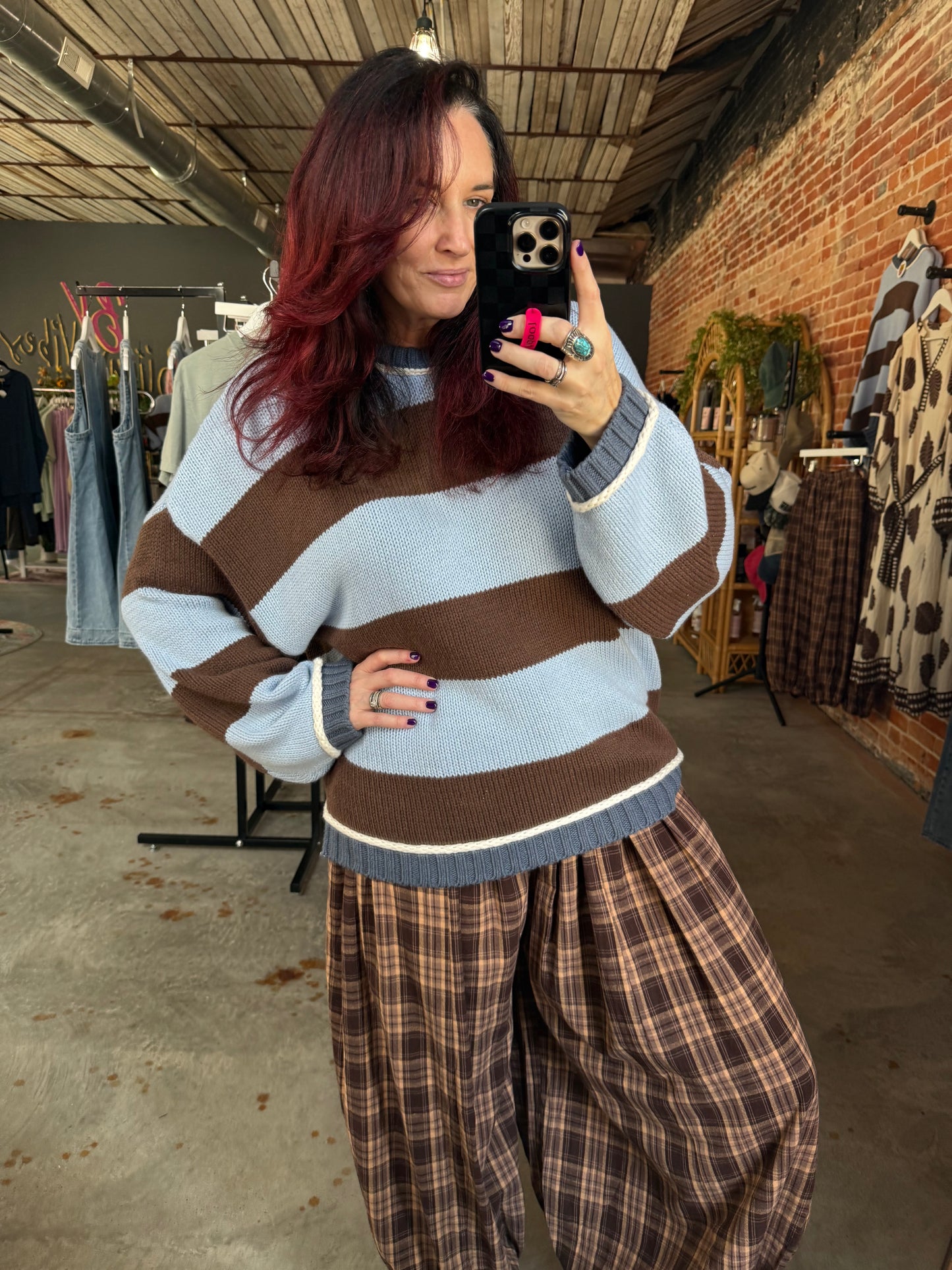 Oversized Stripe Blue Crewneck