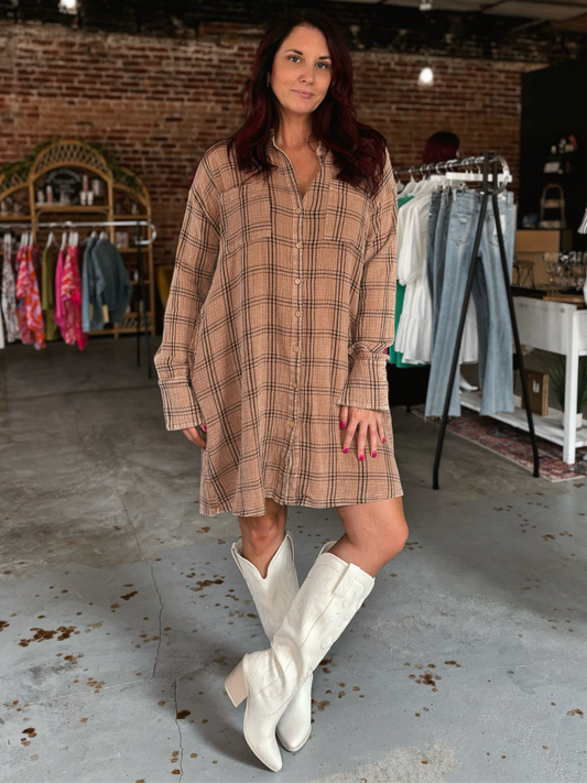 Mineral Plaid Washed Dress