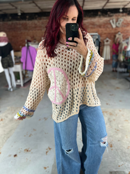 POL Crochet Peace Sign top
