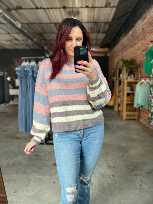 Cozy Brush Multi Stripe Sweater
