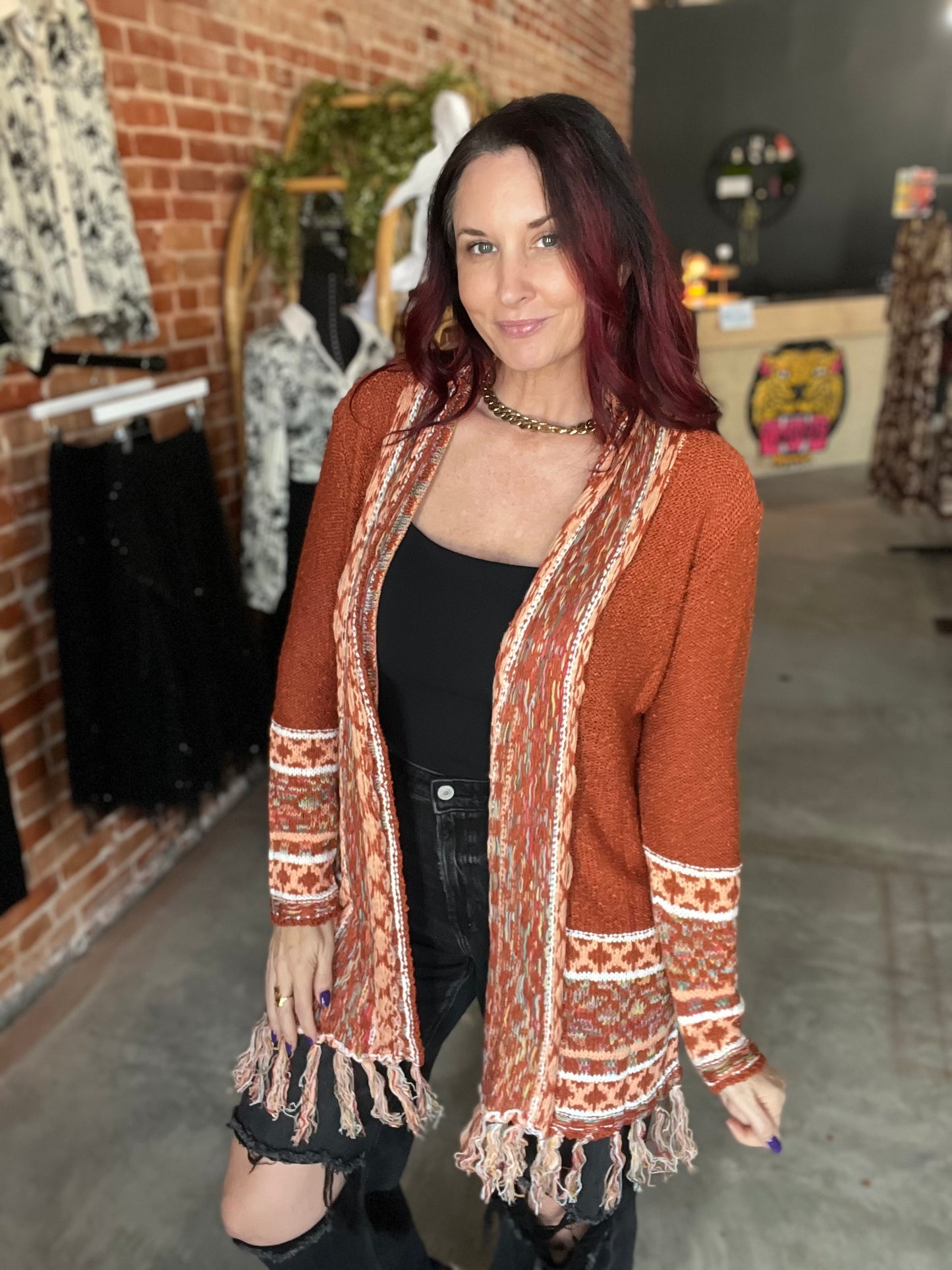 Aztec Open Front Cardigan