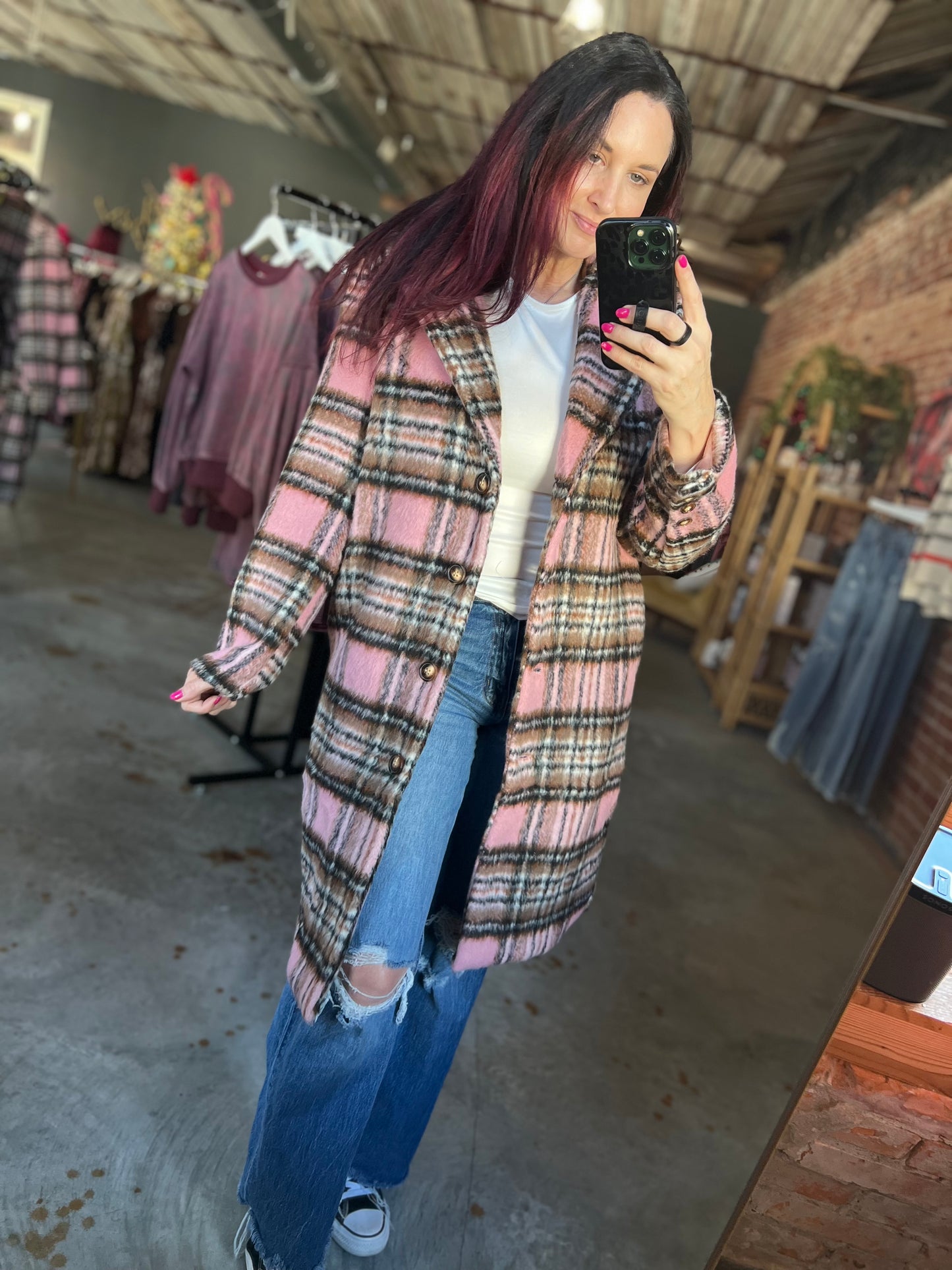 Pink Plaid Coat