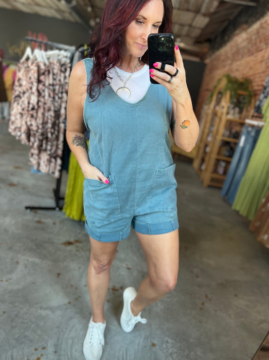 Adjustable Denim Romper