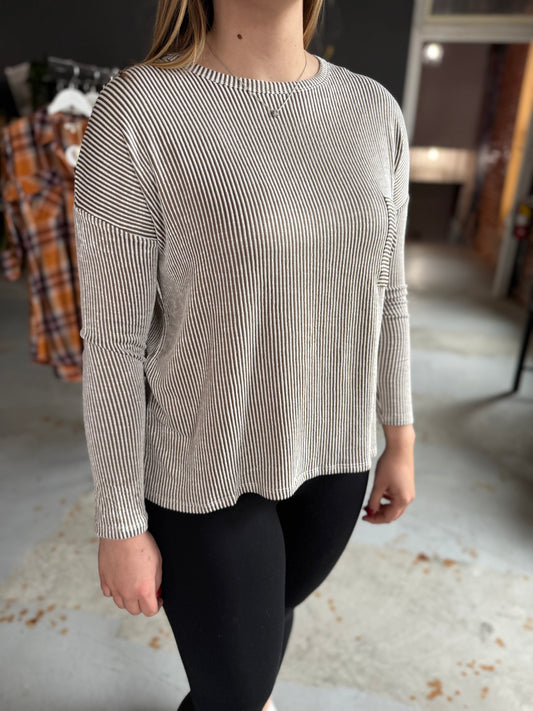 Nauty Stripes Long Sleeve - Mocha