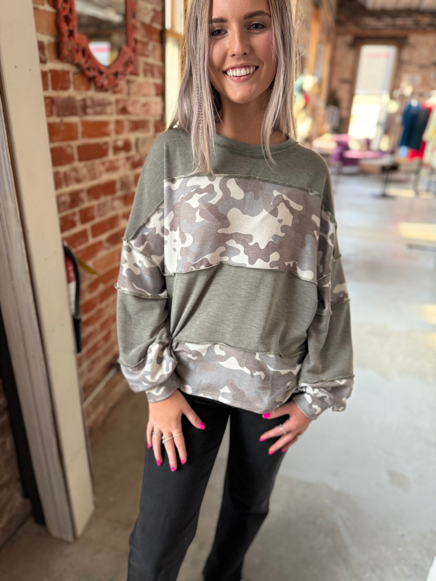 Camo Block Long Sleeve