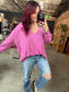 Oversized Waffle Top - Orchid