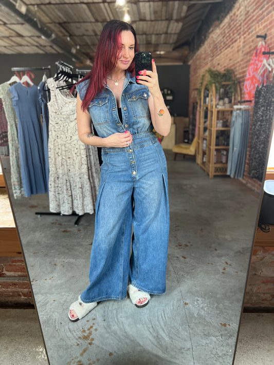 Denim Sleeveless Jumpsuit