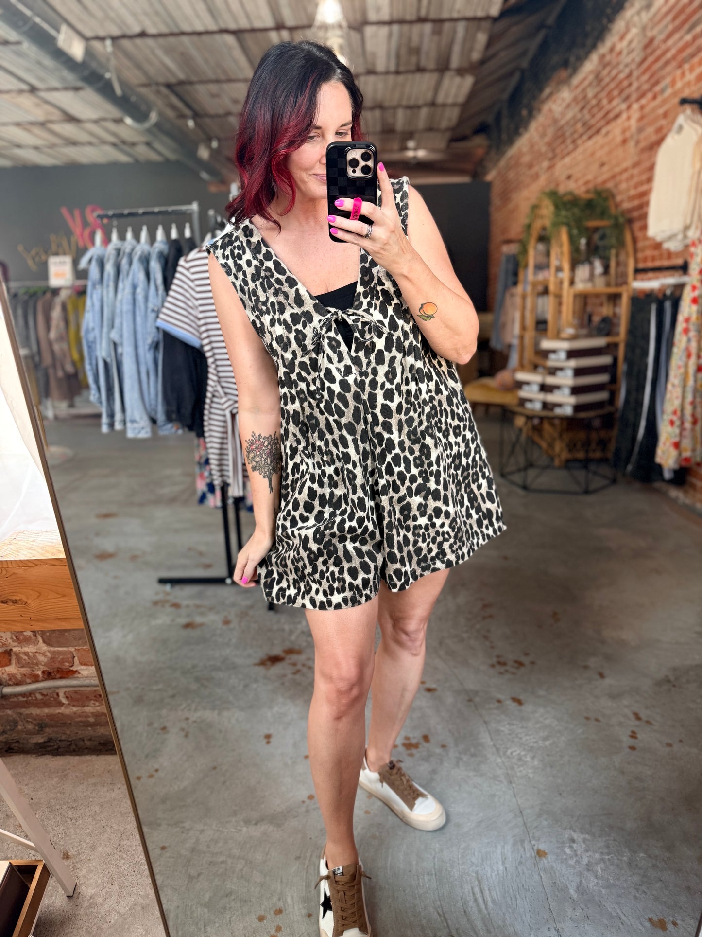 Leopard Denim Romper