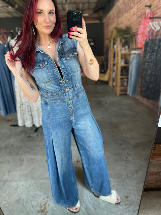 Denim Sleeveless Jumpsuit