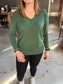 V-Neck Basic Sweater - Dark Green