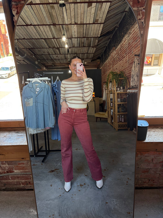 Acid washed frayed cutoff hem straight wide pants