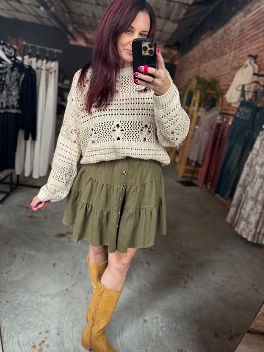 Mineral Washed Ruffle Mini Skirt