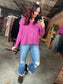 Brushed V Neck Sweater - Plum