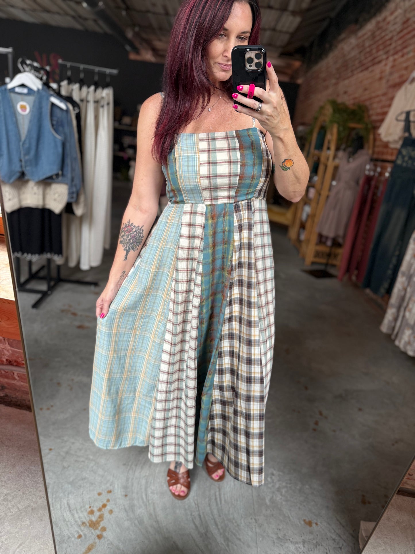 Checkered Midi Dress