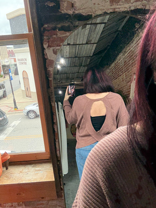 Open Back Waffle Knit Top