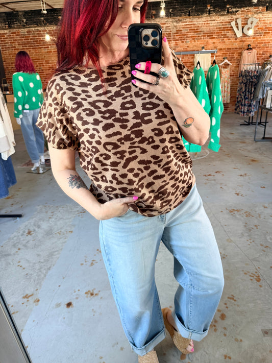 Leopard Cap Sleeve Top