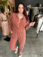 Hooded Long Sleeve Jumpsuit - Rust