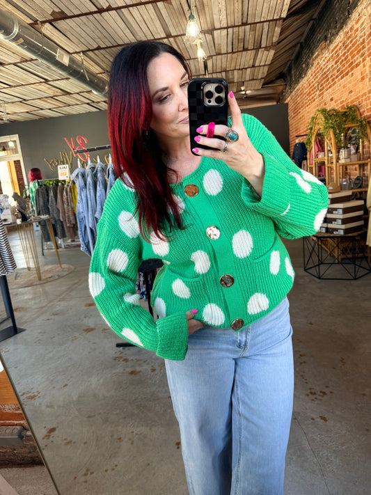 Gold Button Polka Dot Cardigan