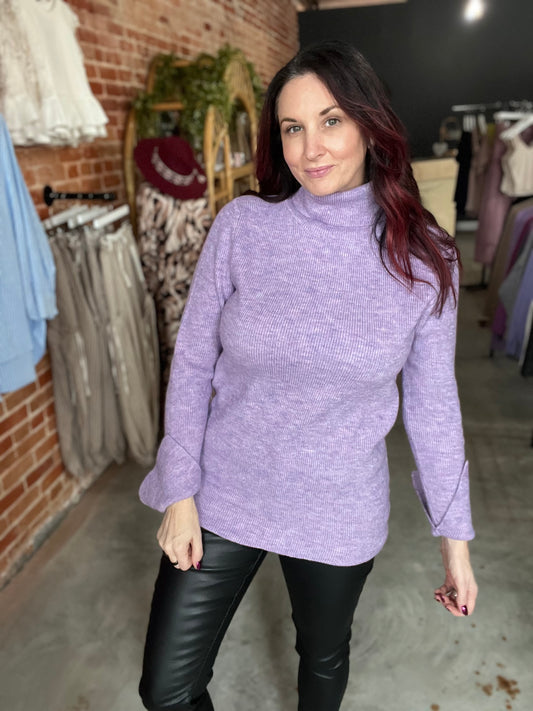 Rose Turtleneck Top - Lilac