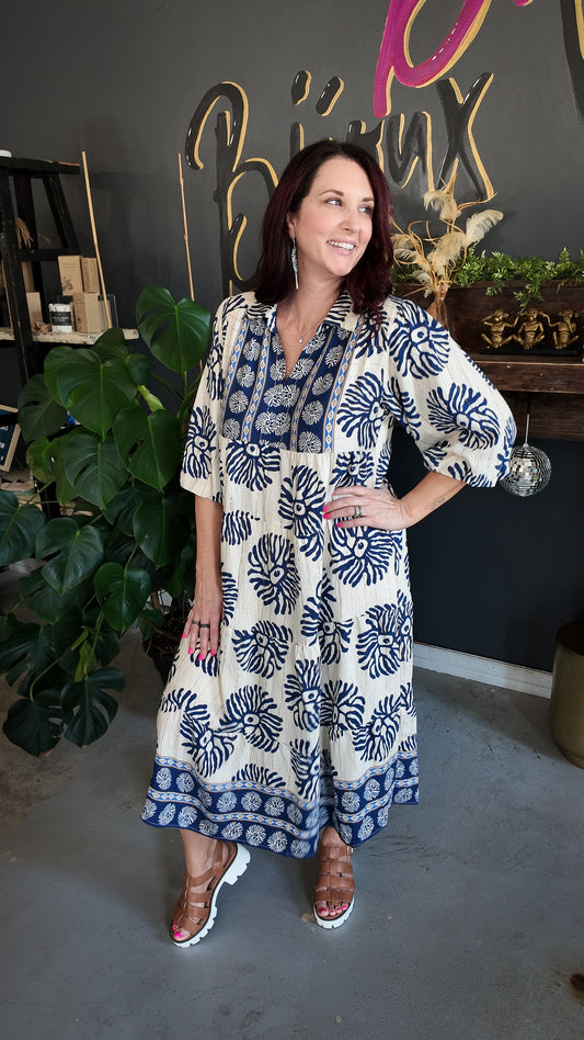 Whimsy Tiered Dress - Navy
