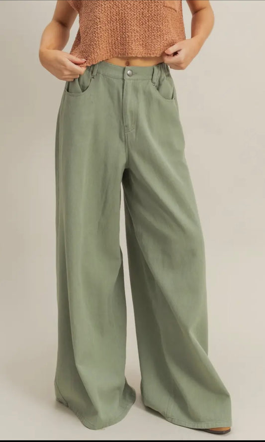 Washed Wide Leg Trouser
