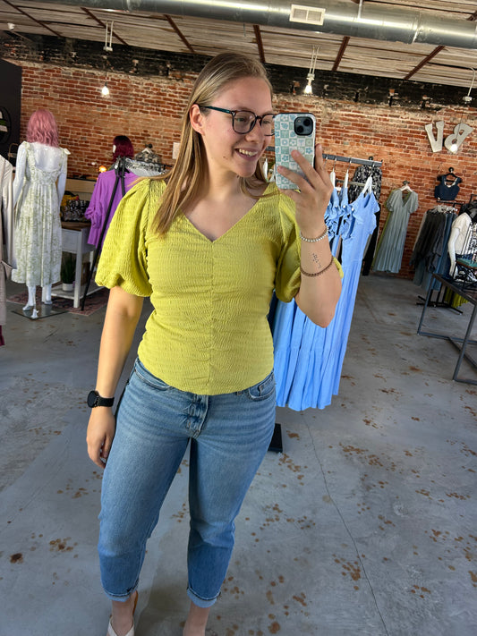 Lime Puff Sleeve Top