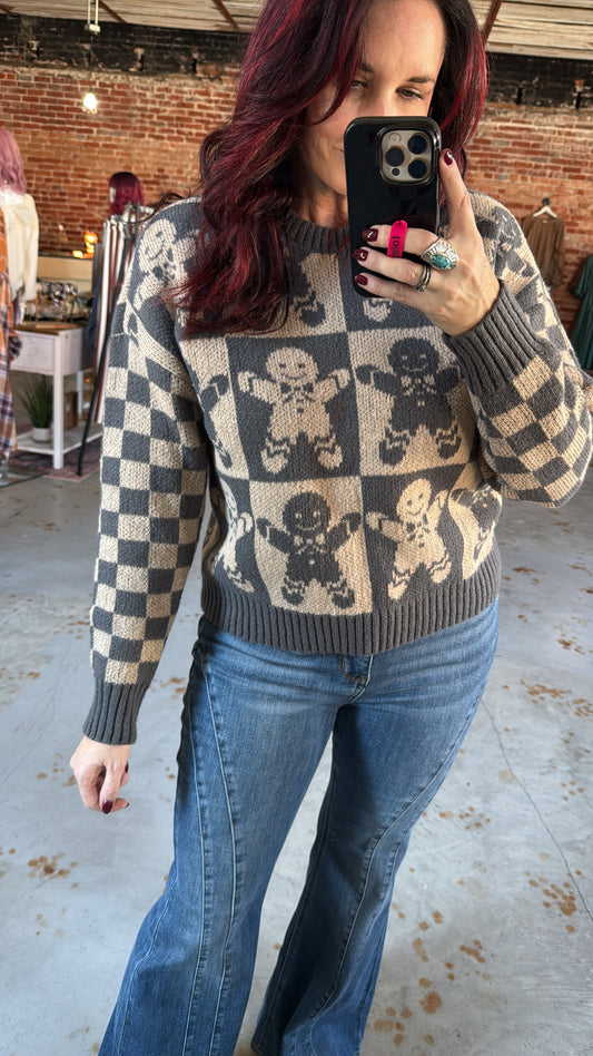 Gingerbread Checkered Sweater