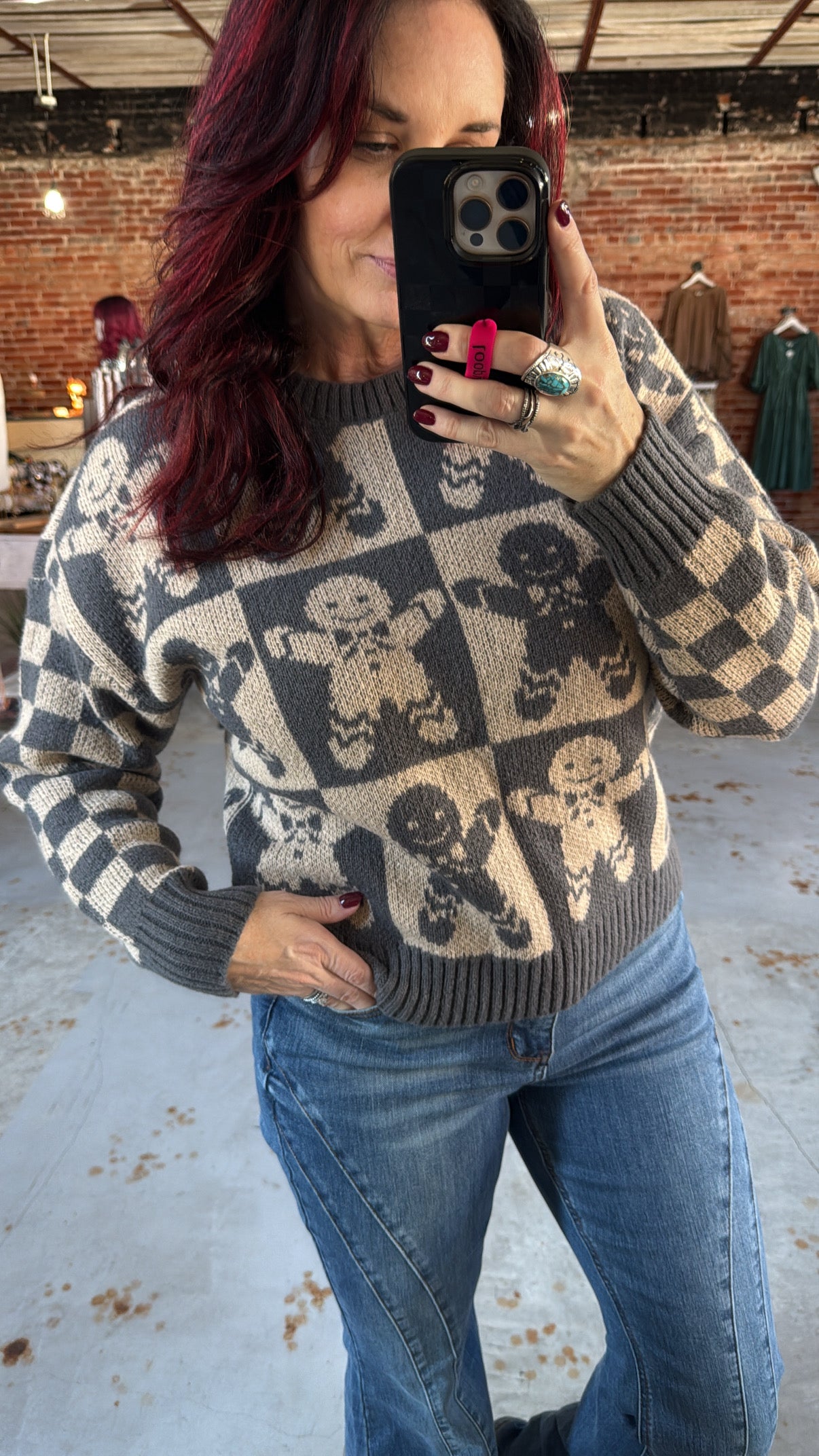 Gingerbread Checkered Sweater
