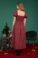 Plaid Velvet Trim Midi Dress