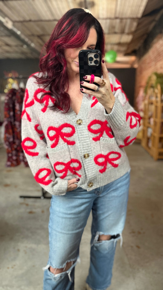 Bow Button Down Cardigan