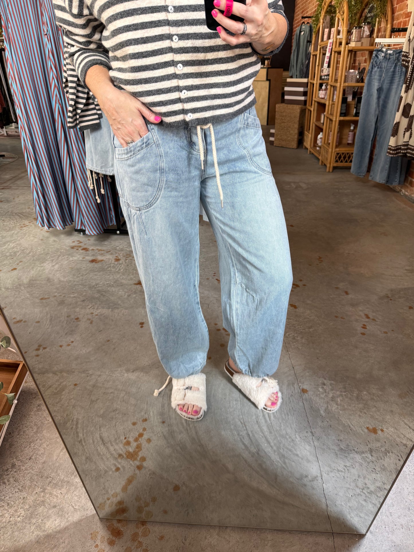 Mineral Washed Tied Hem Pants