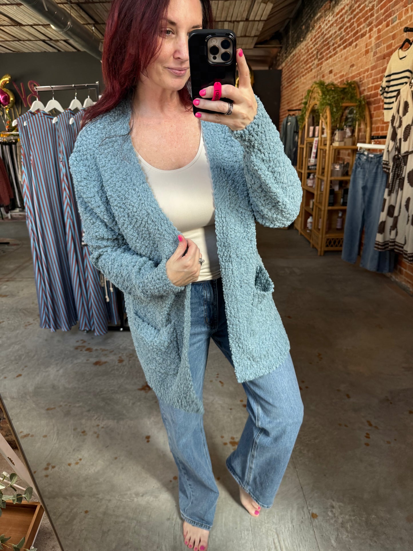 Popcorn Cardigan - Blue Grey