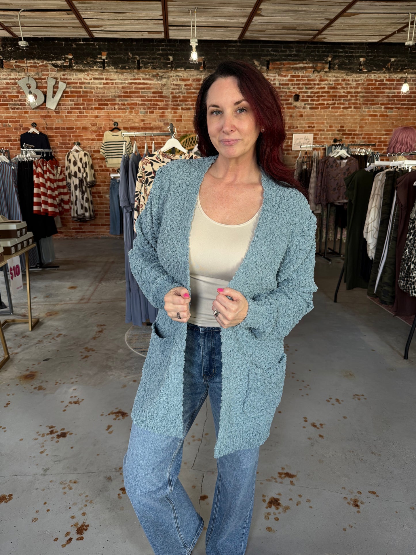 Popcorn Cardigan - Blue Grey
