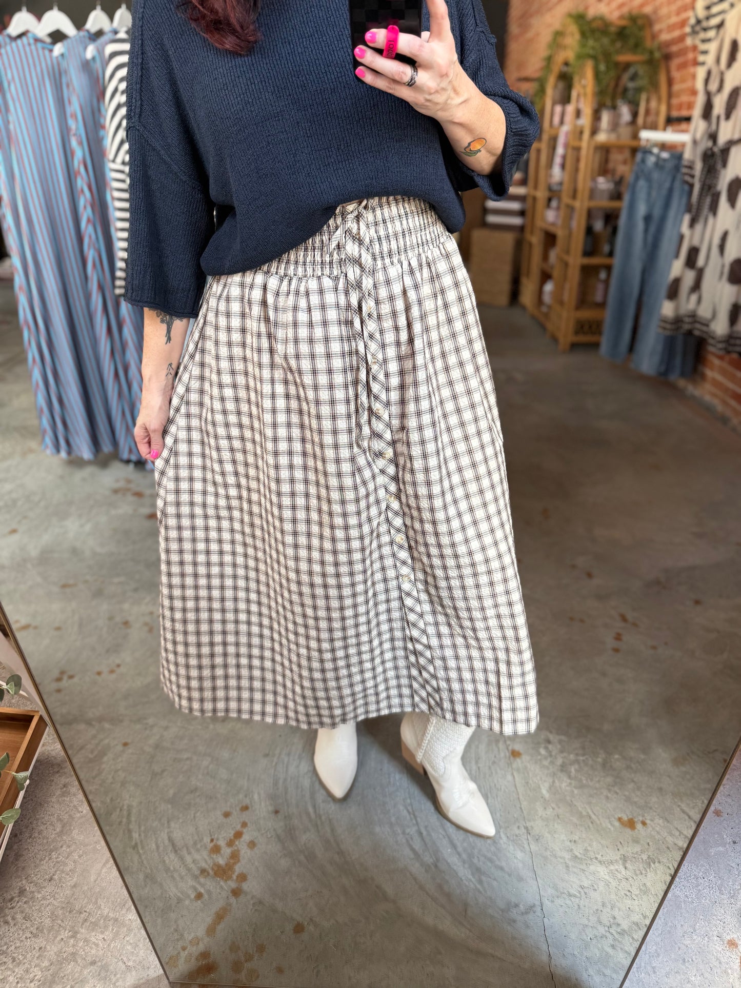 Plaid Midi Skirt