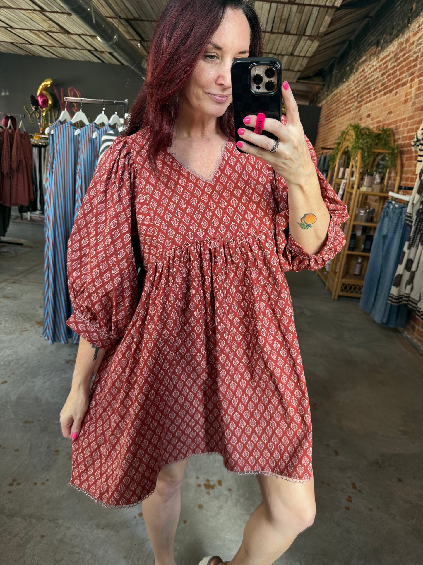 Babydoll Dress - Terracotta