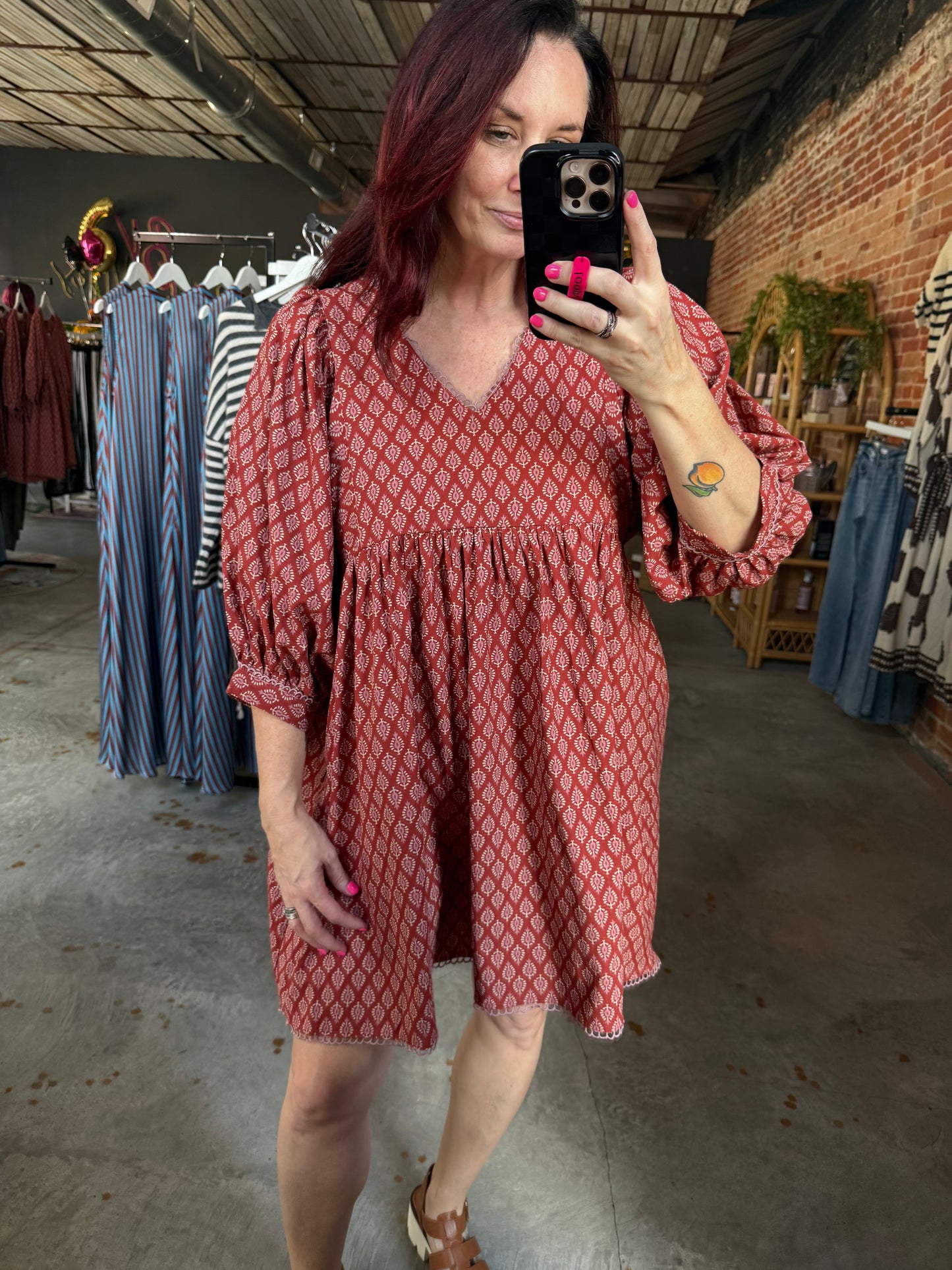 Babydoll Dress - Terracotta