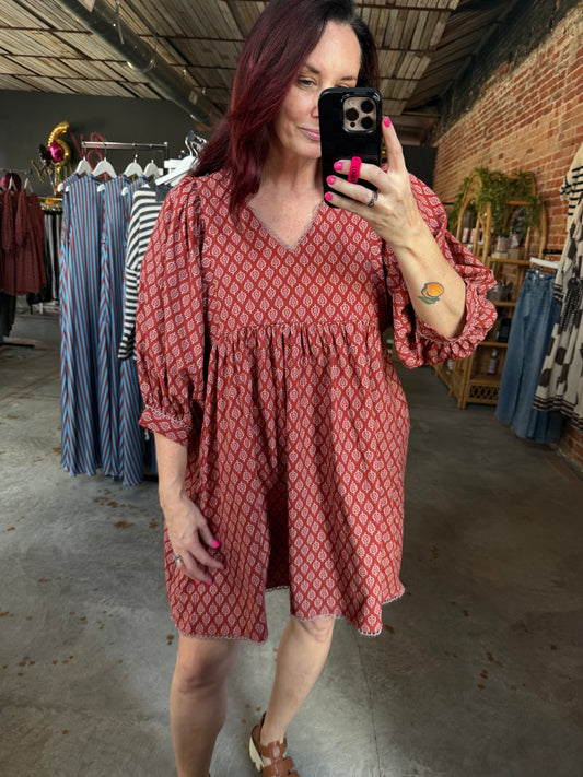 Babydoll Dress - Terracotta