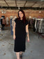Short Sleeve Pocket Midi Dress - Black
