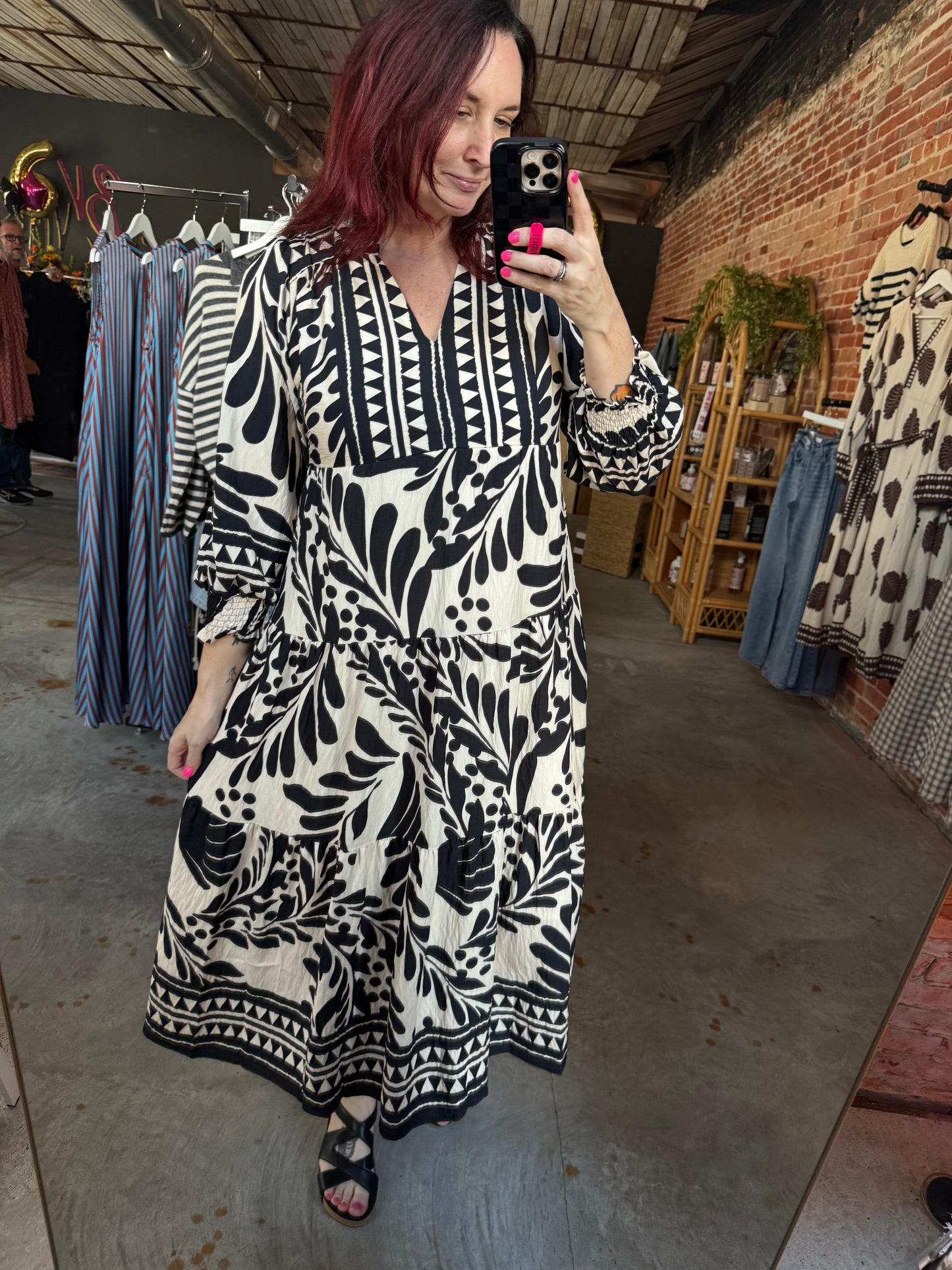 Botanical Print Midi Dress