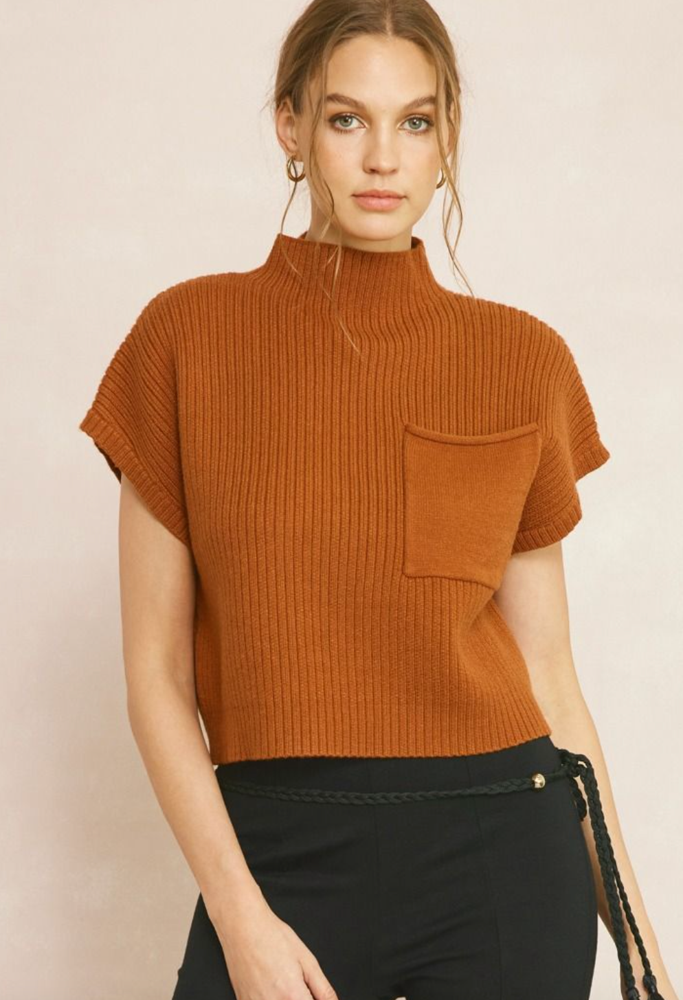Knitted Mock Neck Top